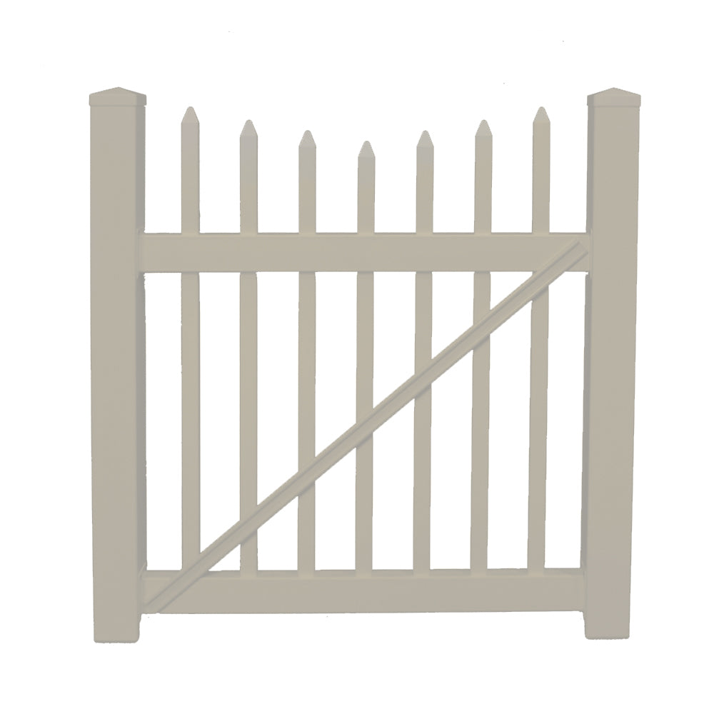 Stratford khaki vinyl picket gate stock image