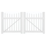 Stratford white vinyl picket double gate stock image