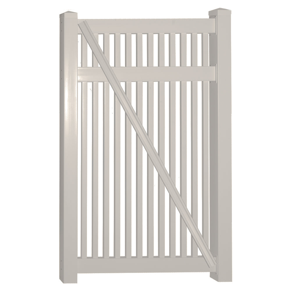 tan vinyl pool fence single gate