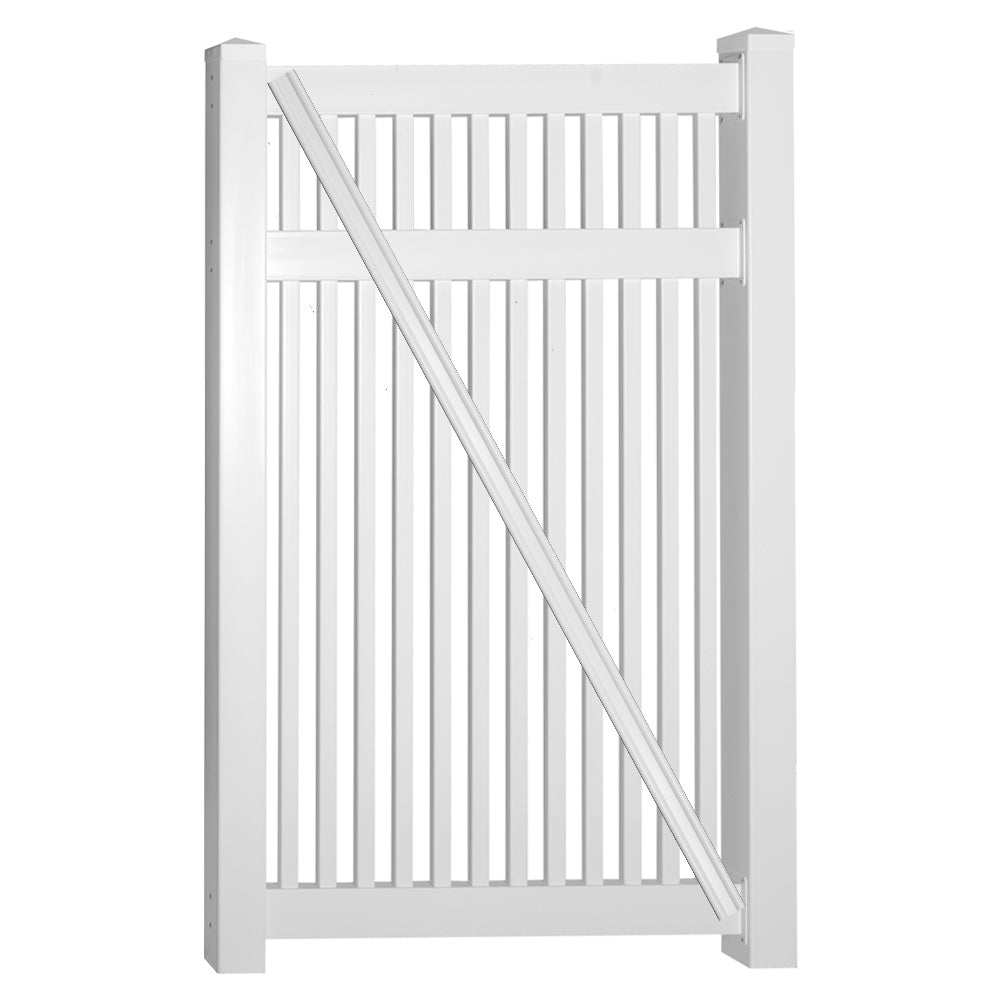 white vinyl pool fence single gate