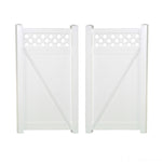 White Ashton vinyl privacy fencing double gate stock image