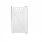 White Ashton vinyl privacy fencing gate stock image