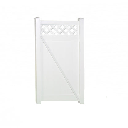 White Ashton vinyl privacy fencing gate stock image