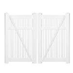 White Davenport vinyl semi-privacy fencing double gate stock image