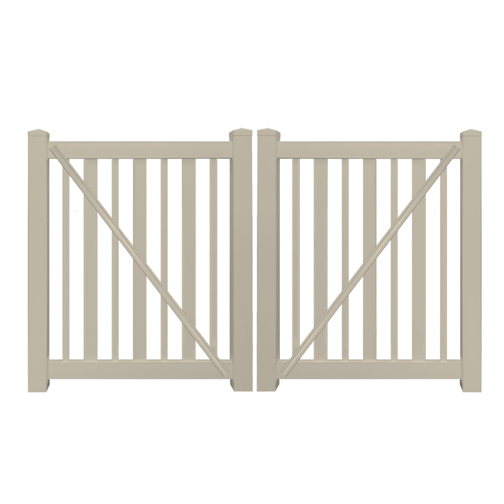 Khaki Atlantis 4 foot vinyl pool fencing double gate stock image