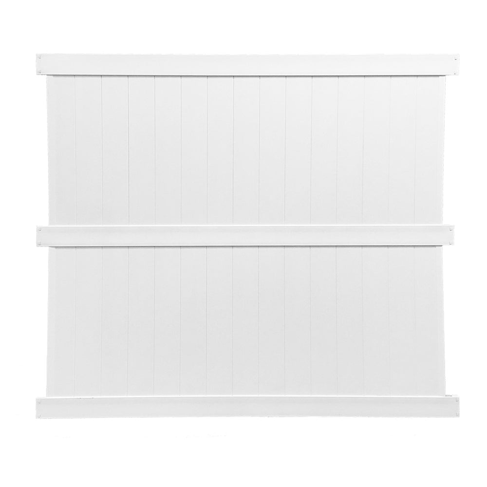 White Augusta vinyl privacy fence stock image