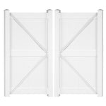 White Augusta vinyl privacy fencing double gate stock image