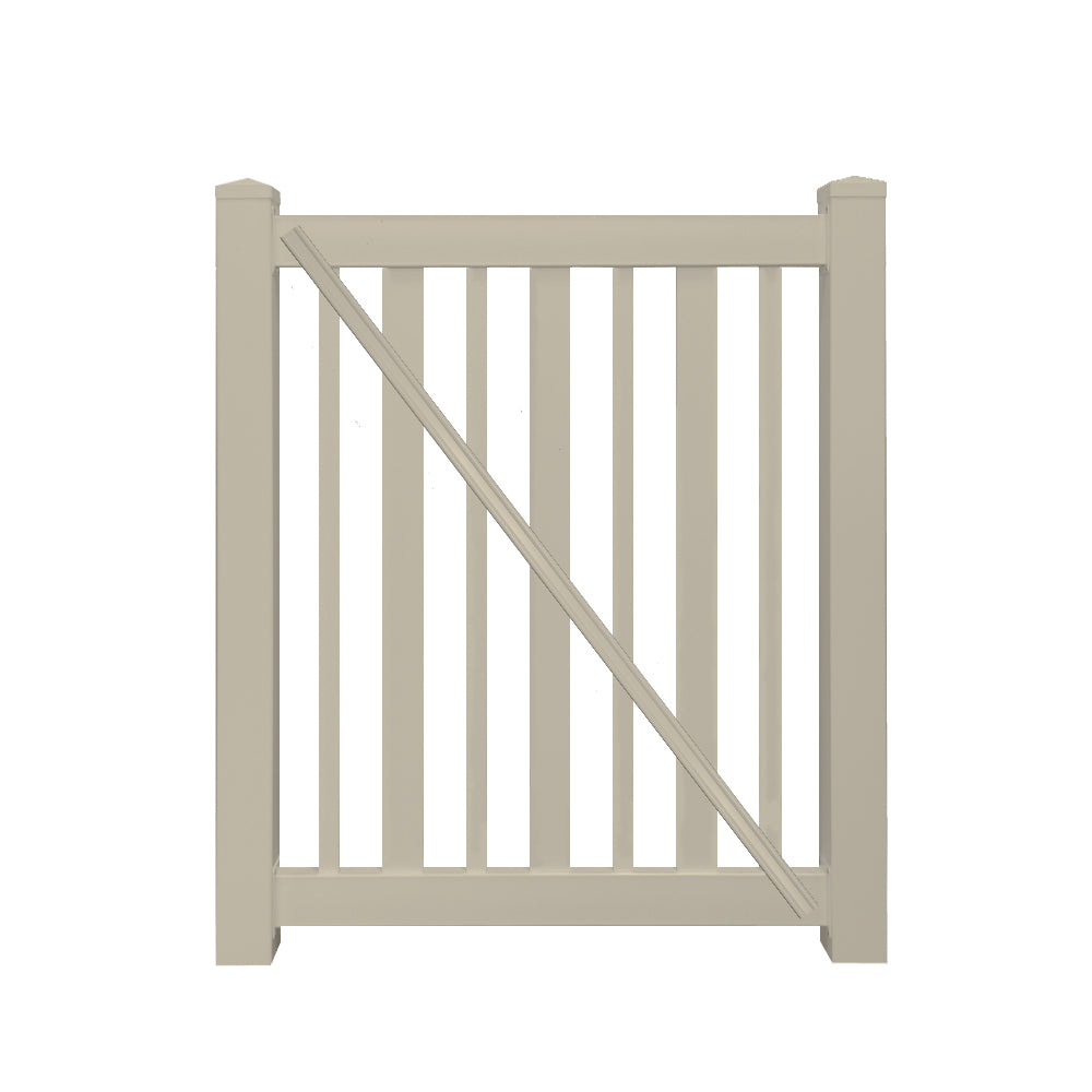 Khaki Atlantis 4 foot vinyl pool fencing gate stock image