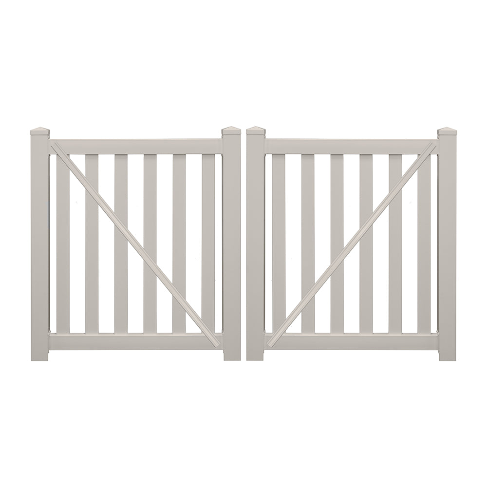 Tan Captiva 4 foot vinyl pool fencing double gate stock image