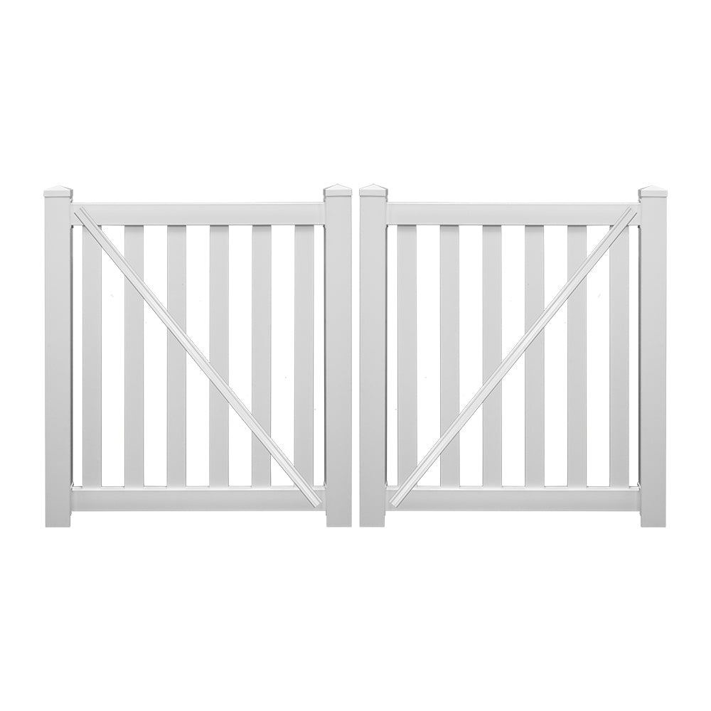 White Captiva 4 foot vinyl pool fencing double gate stock image