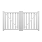 White Captiva 4 foot vinyl pool fencing double gate stock image