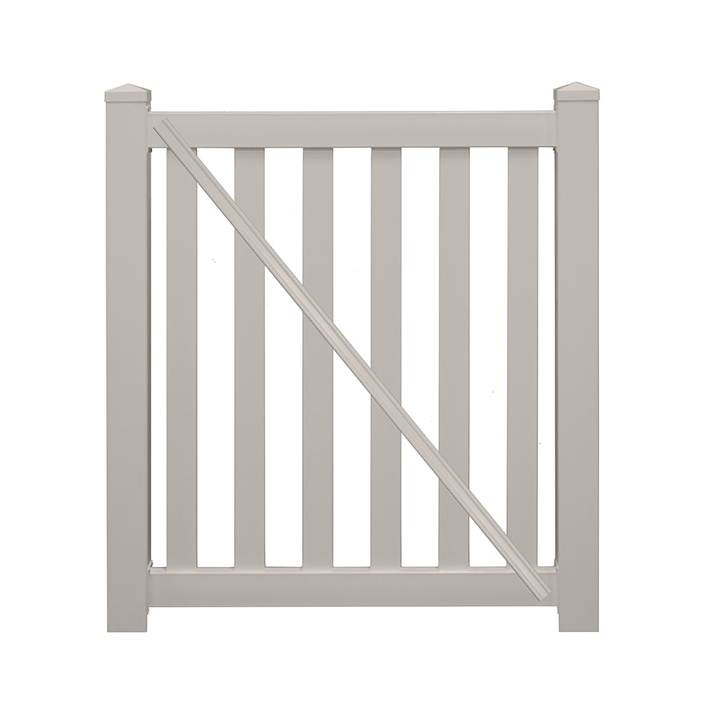 Tan Captiva 4 foot vinyl pool fencing gate stock image