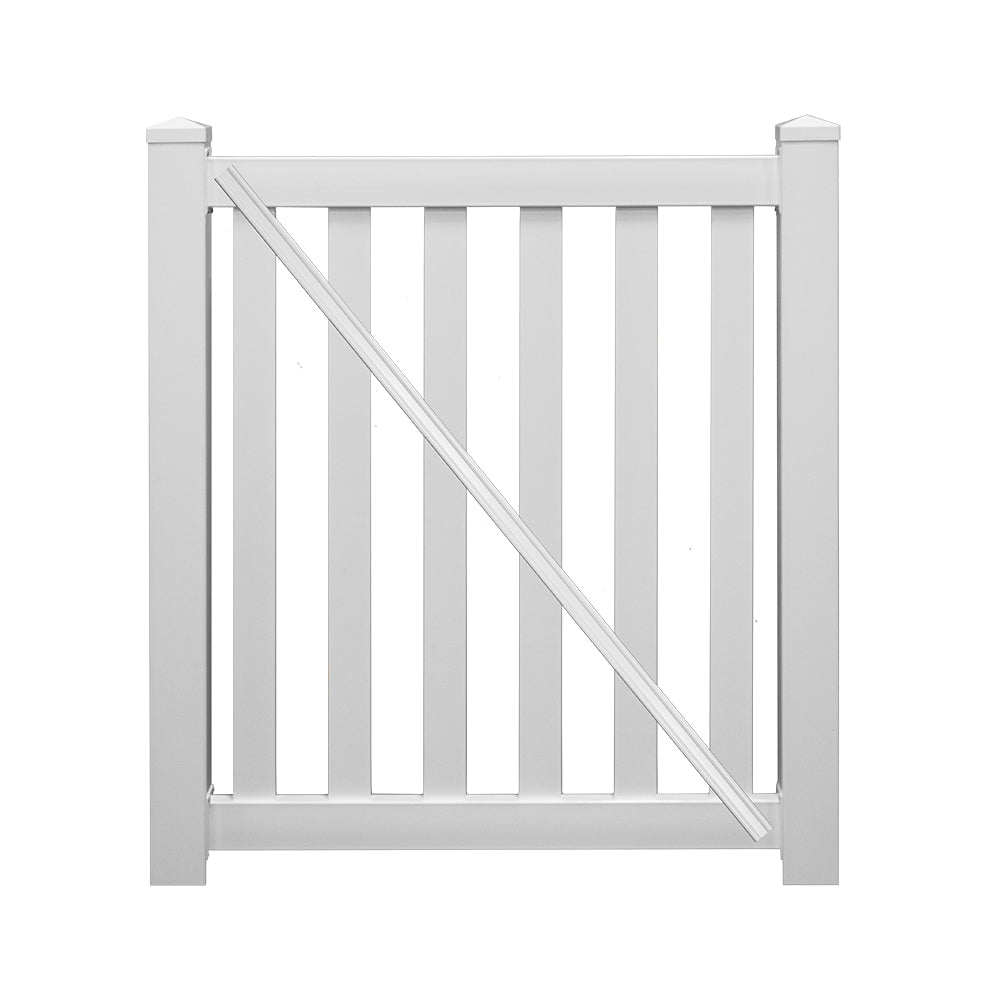 White Captiva 4 foot vinyl pool fencing gate stock image