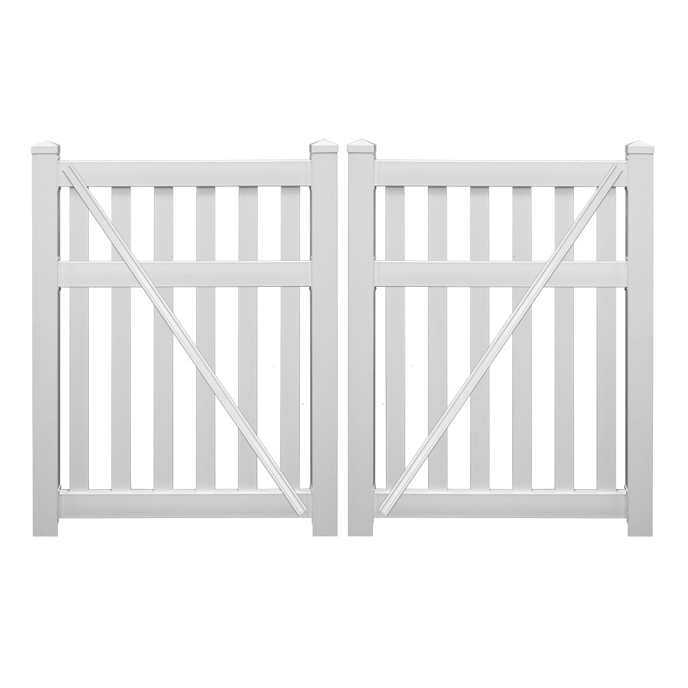 white vinyl pool fence double gates
