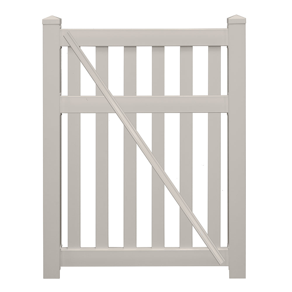 tan vinyl pool fence single gate