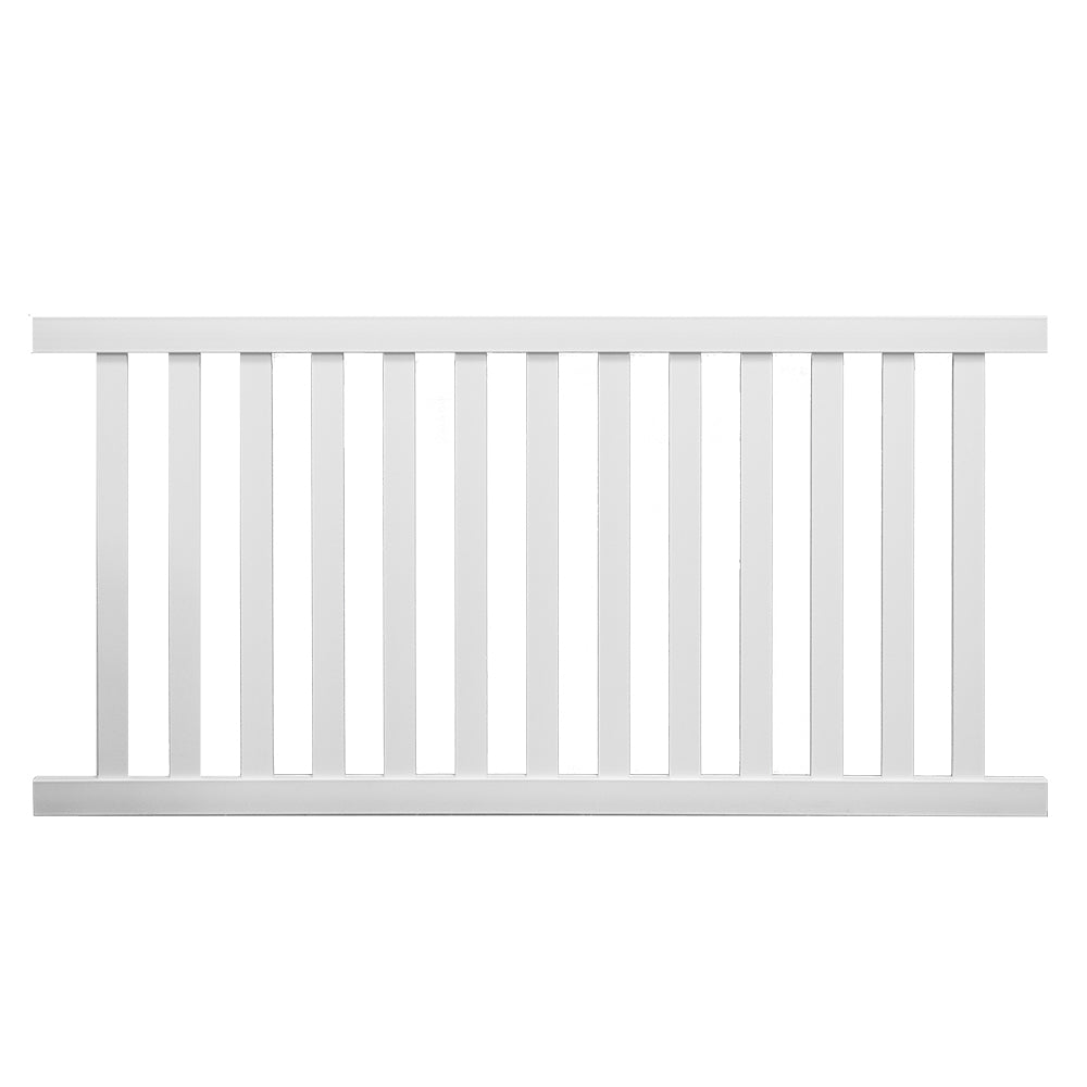 White Captiva vinyl pool fence stock image