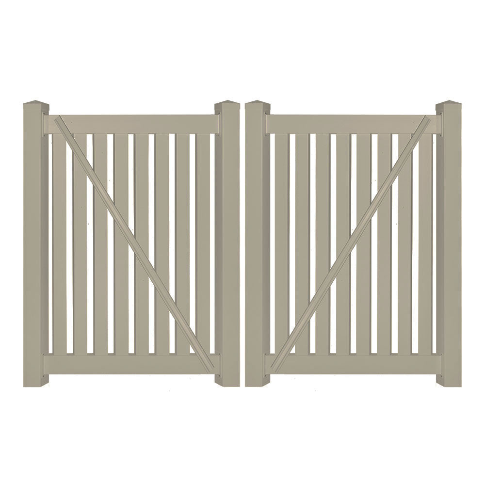 Khaki Crestview 4 foot vinyl pool fencing double gate stock image