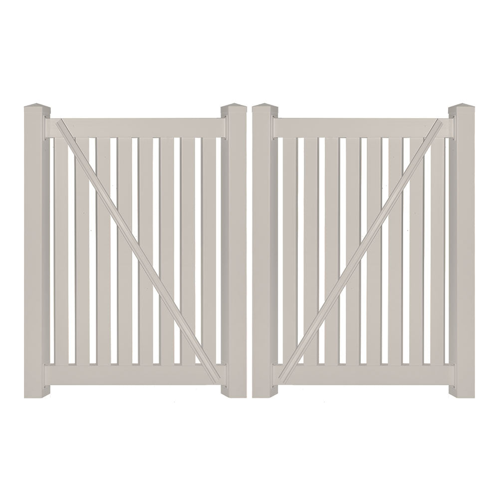 Tan Neptune 4 foot vinyl pool fencing double gate stock image