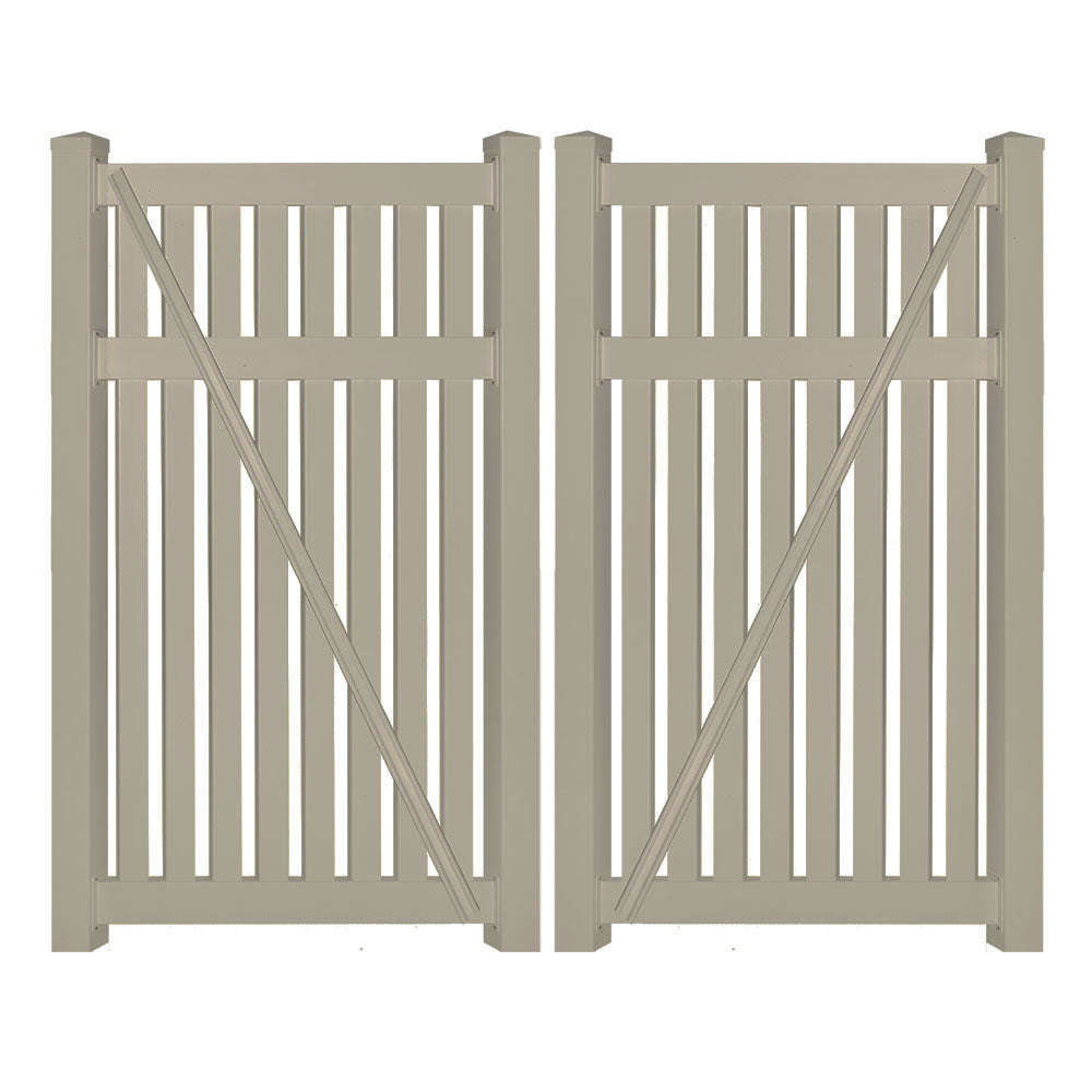 khaki vinyl pool fence double gate