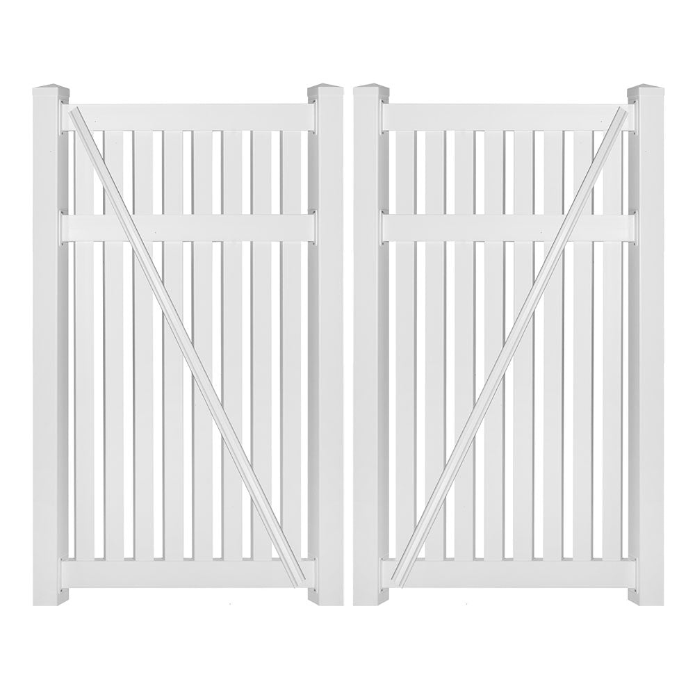 white vinyl pool fence double gates