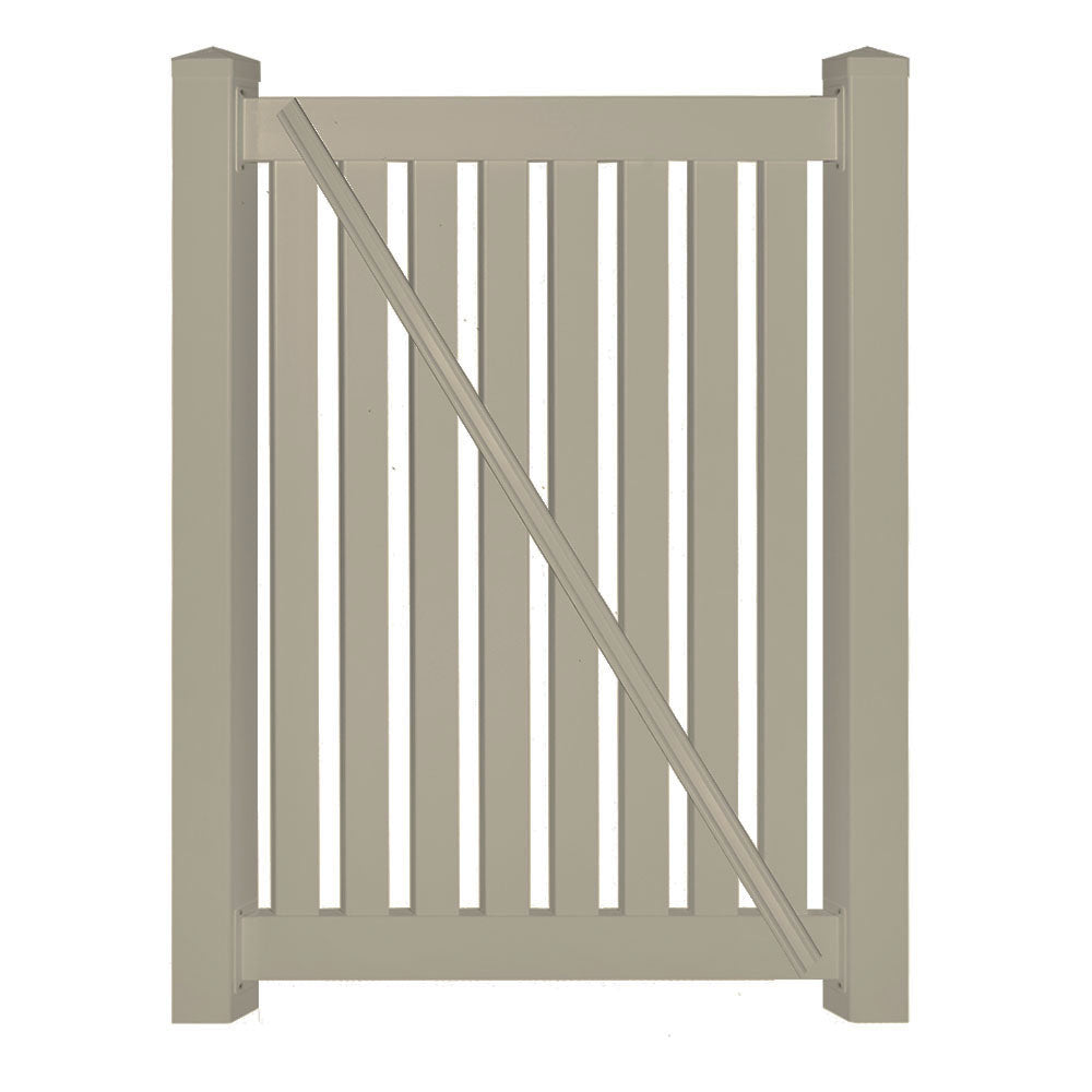 Khaki Crestview 4 foot vinyl pool fencing gate stock image