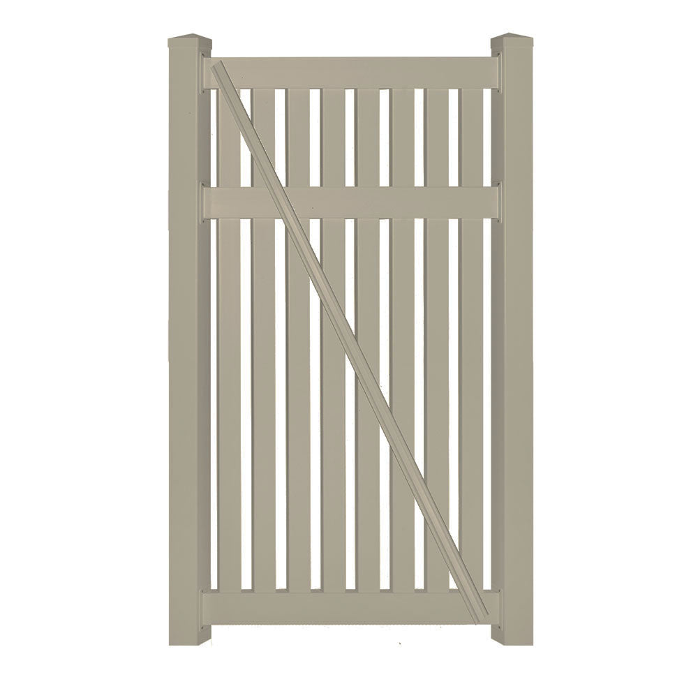 khaki vinyl pool fence single gate