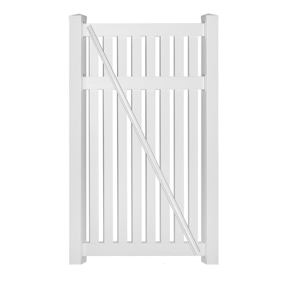 white vinyl pool fence single gate