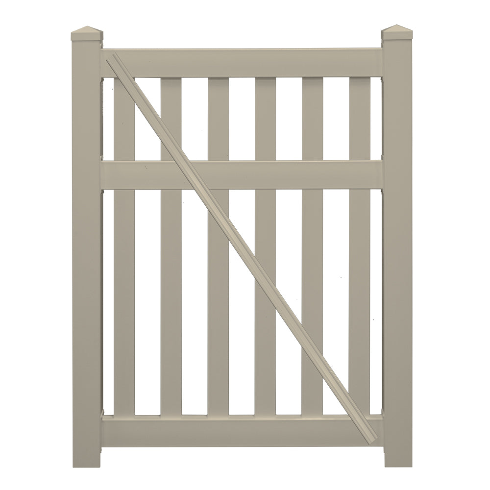 khaki vinyl pool fence single gate