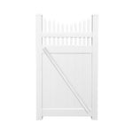 White Halifax vinyl privacy fencing gate stock image