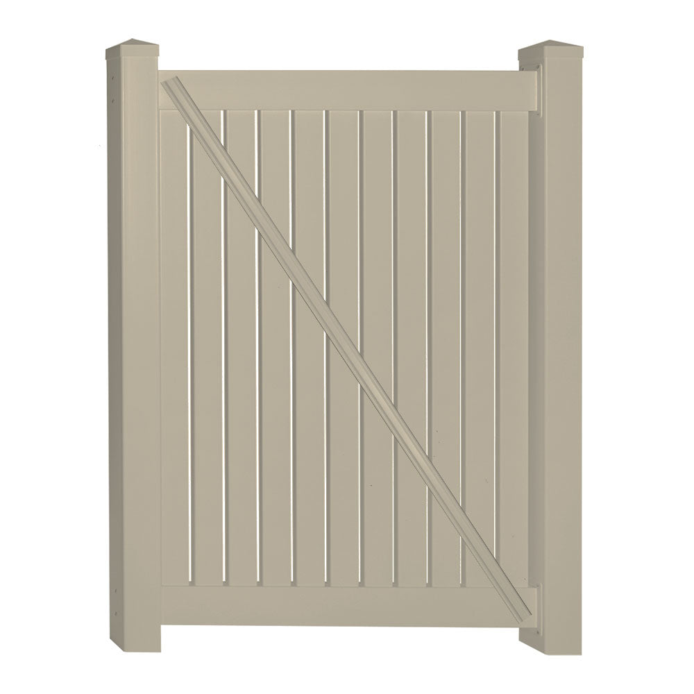 Khaki Hanover 4 foot vinyl pool fencing gate stock image