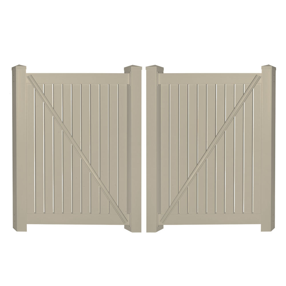 Khaki Hanover 4 foot vinyl pool fencing double gate stock image