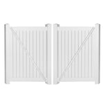 White Hanover 4 foot vinyl pool fencing double gate stock image