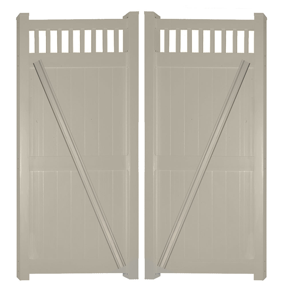 khaki vinyl privacy fence double gate