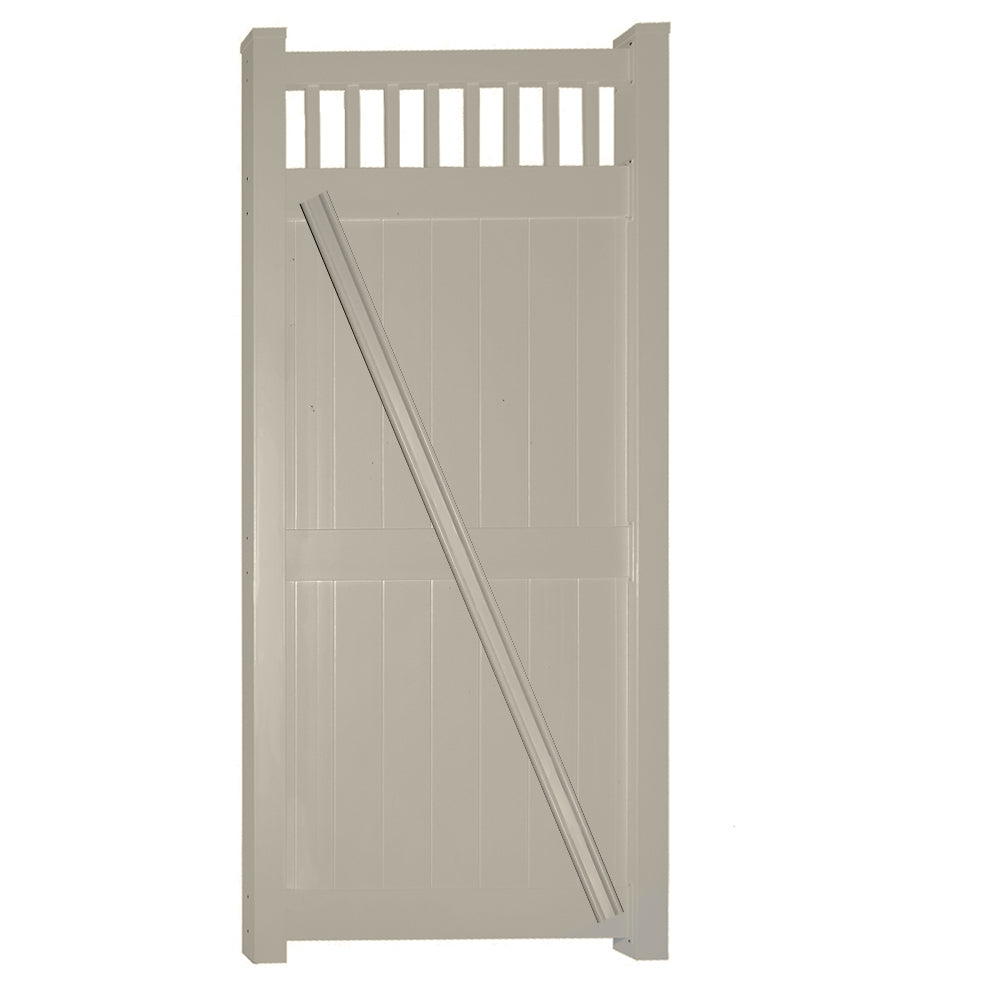 khaki vinyl privacy fence single gate