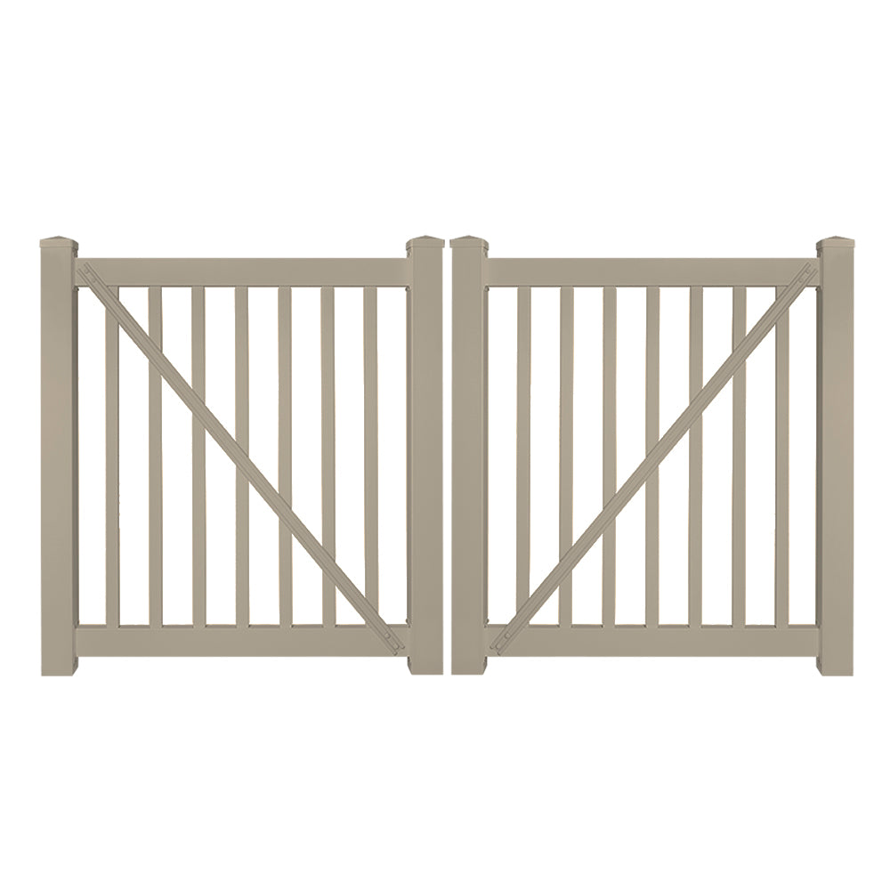 Khaki Neptune 4 foot vinyl pool fencing double gate stock image