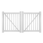 White Neptune 4 foot vinyl pool fencing double gate stock image
