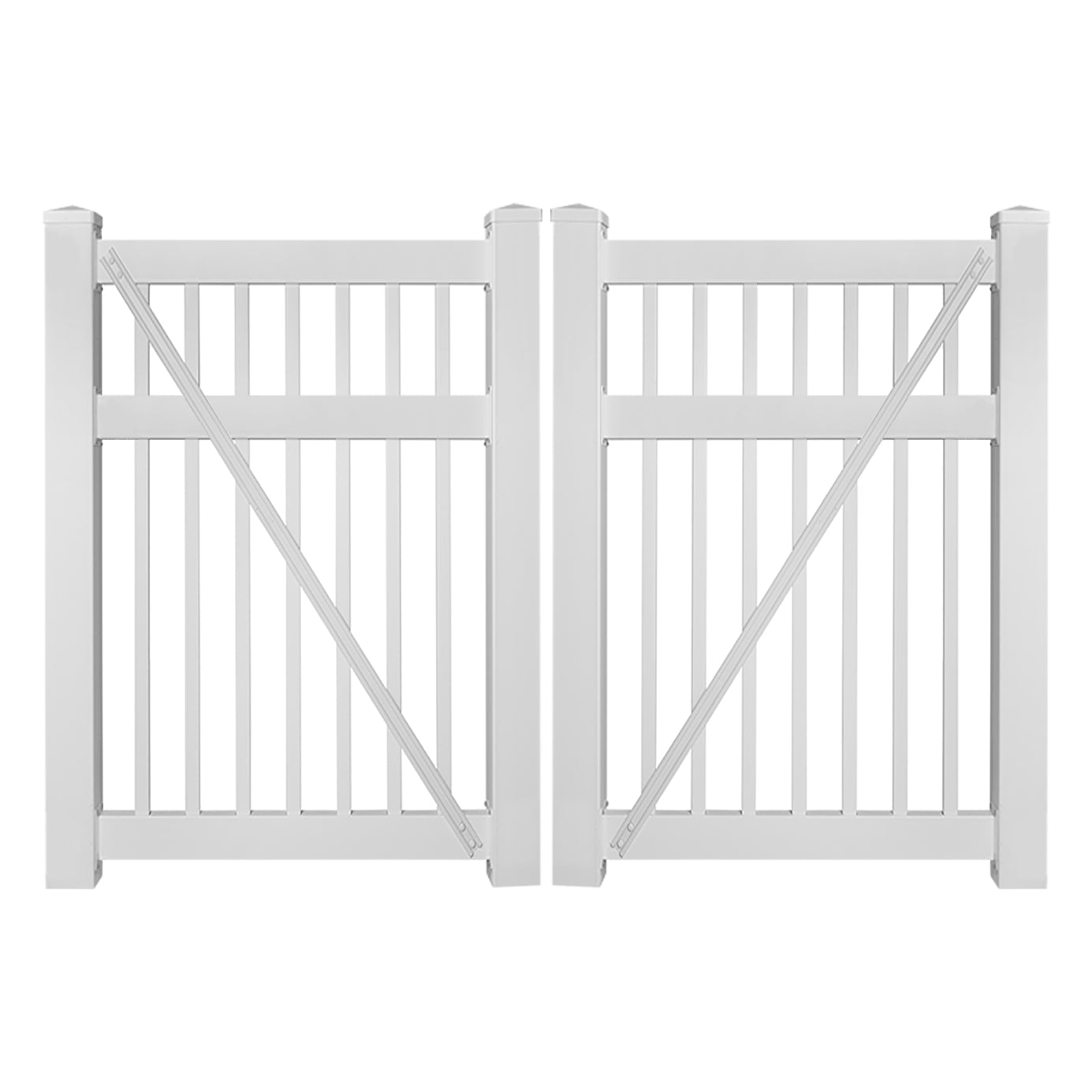 white vinyl pool fence double gate