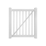 White Neptune 4 foot vinyl pool fencing gate stock image