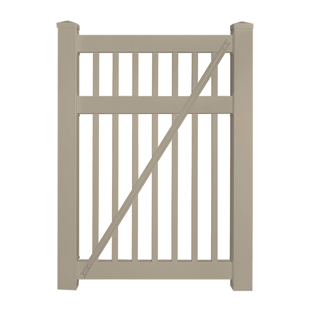 khaki vinyl pool fence single gate