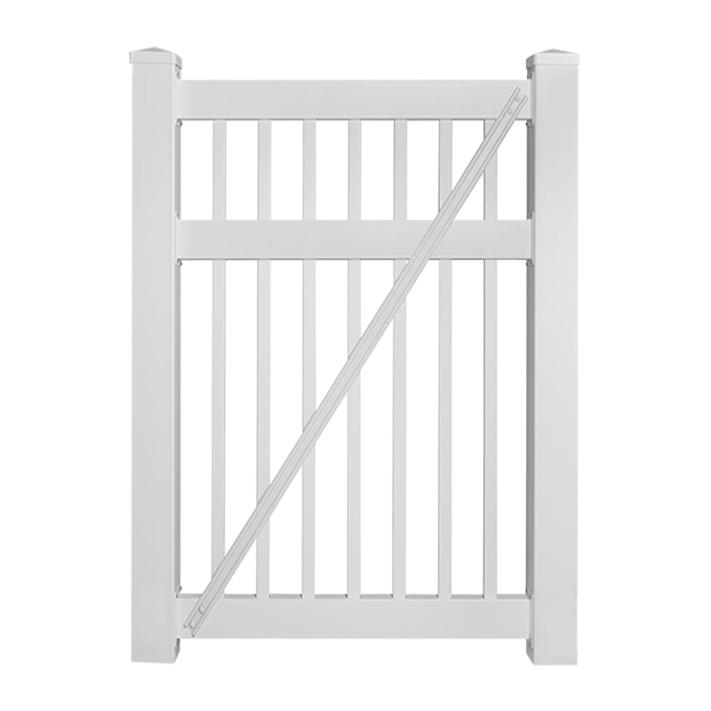 white vinyl pool fence single gate
