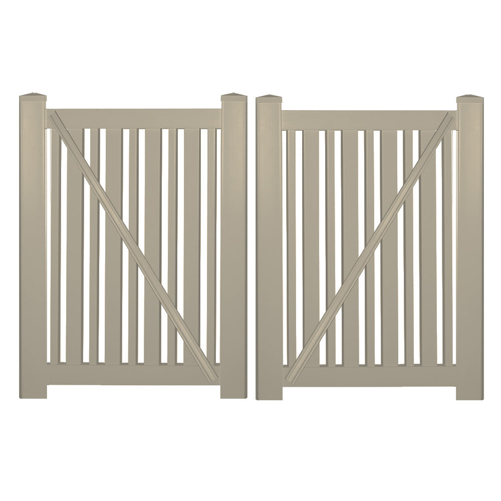 Khaki Sarasota 4 foot vinyl pool fencing double gate stock image