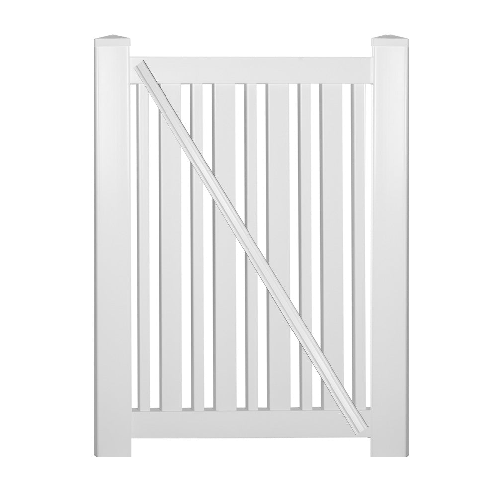 White Sarasota 4 foot vinyl pool fencing gate stock image
