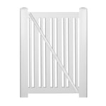 White Sarasota 4 foot vinyl pool fencing gate stock image