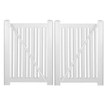 White Sarasota 4 foot vinyl pool fencing double gate stock image