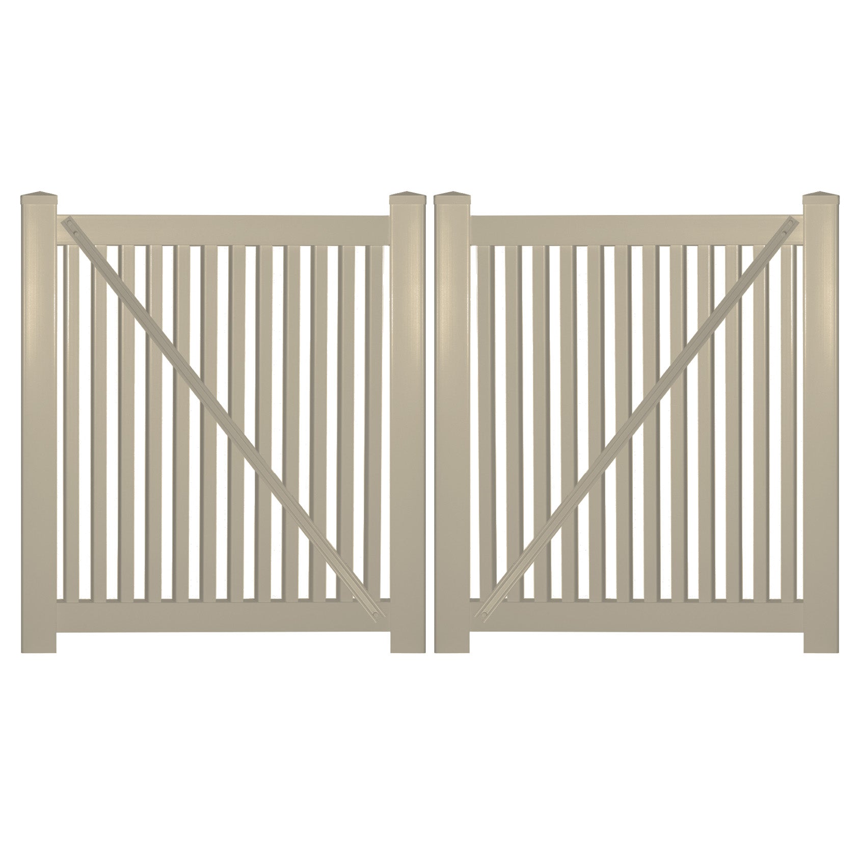 Khaki Williamsport 4 foot vinyl pool fencing double gate stock image
