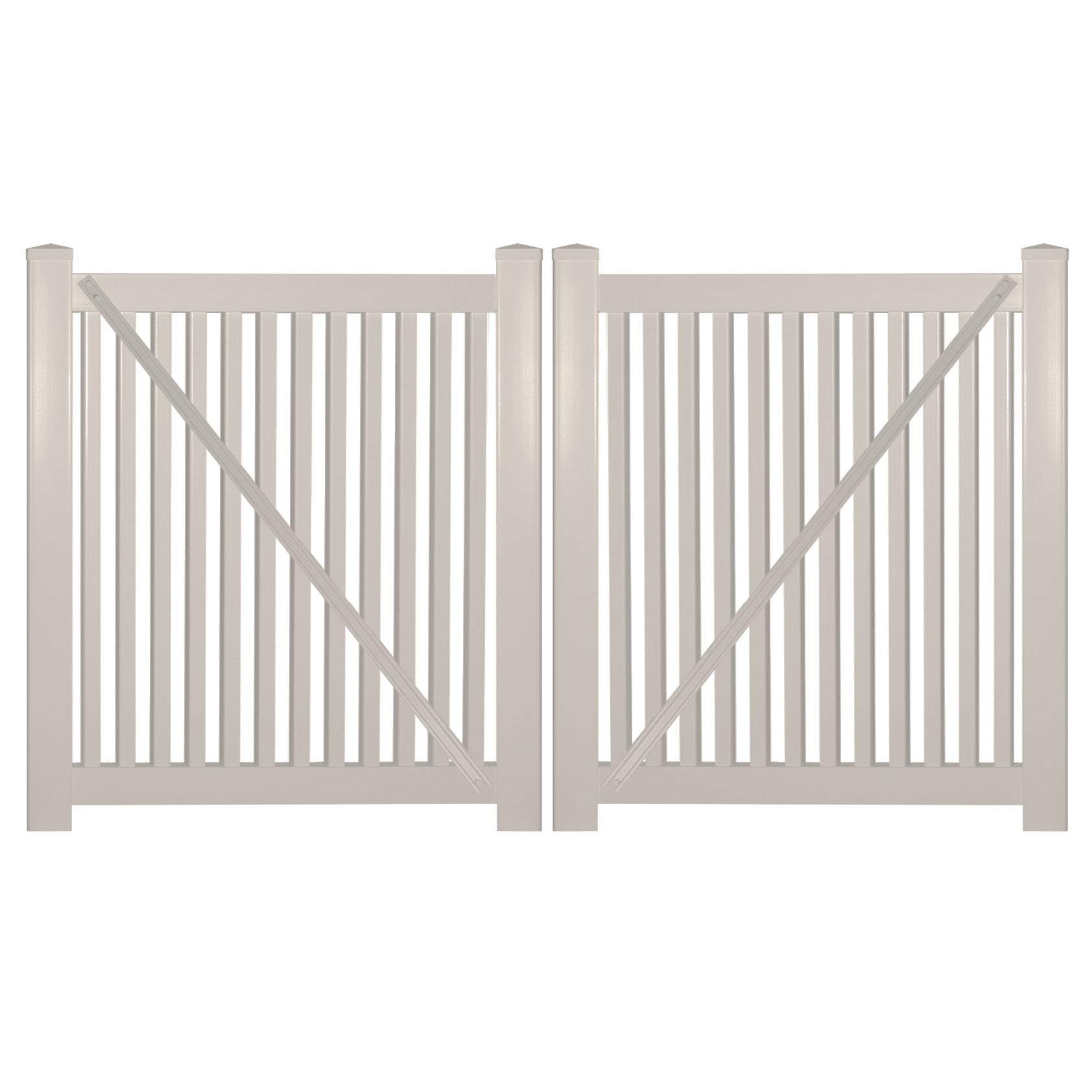 Tan Williamsport 4 foot vinyl pool fencing double gate stock image