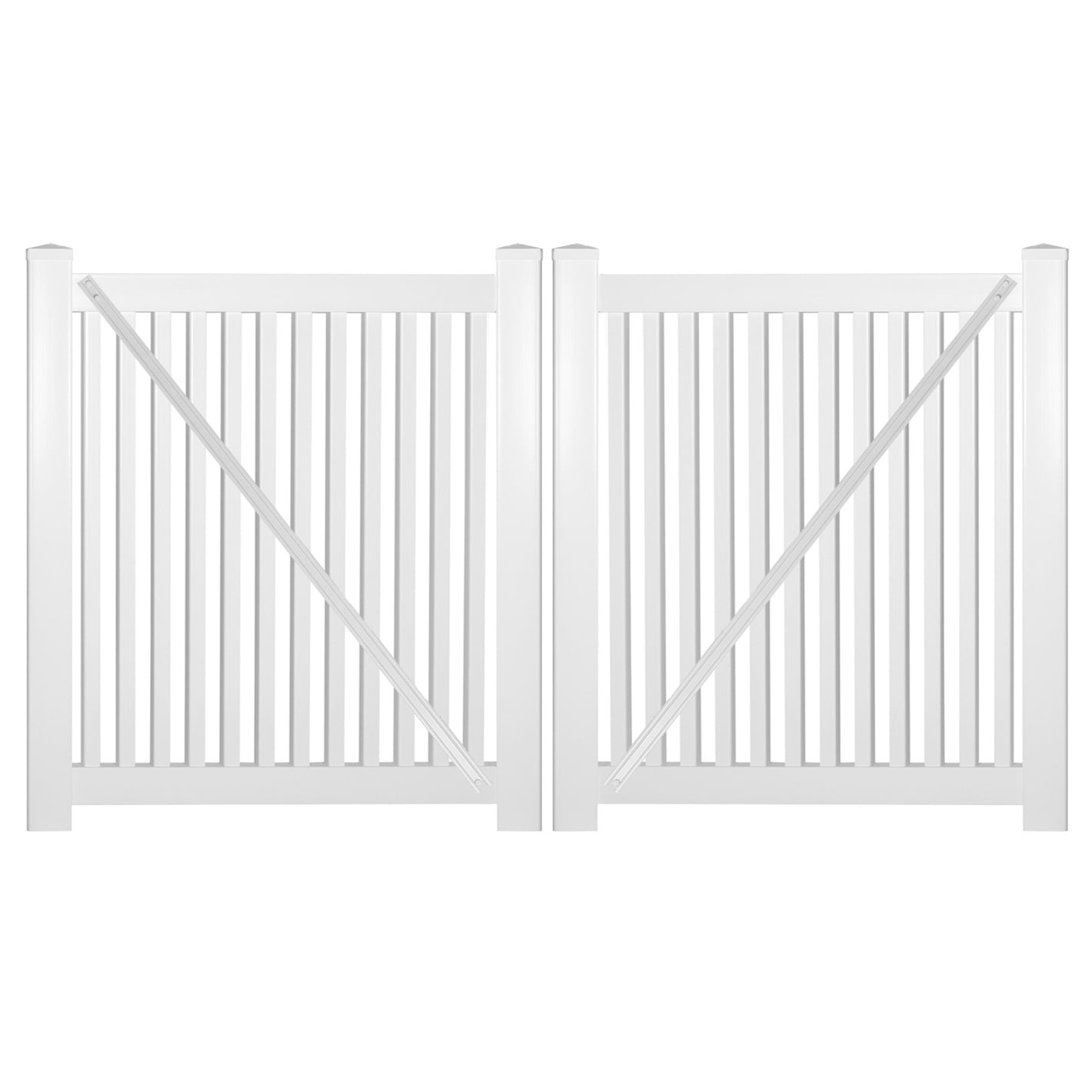 White Williamsport 4 foot vinyl pool fencing double gate stock image