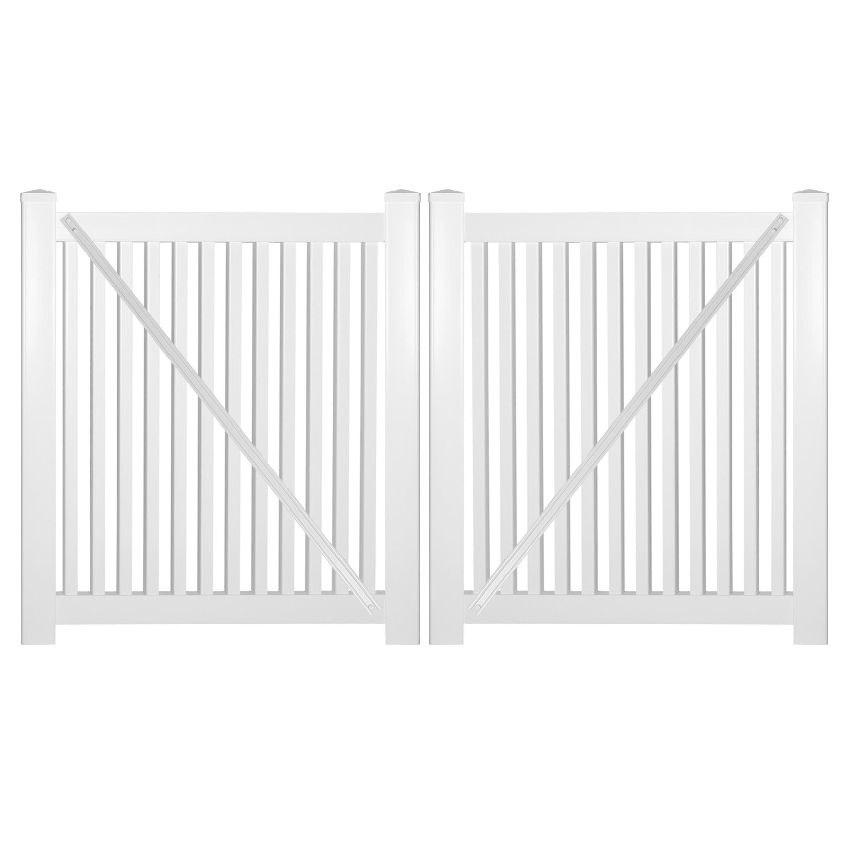 White Williamsport 4 foot vinyl pool fencing double gate stock image