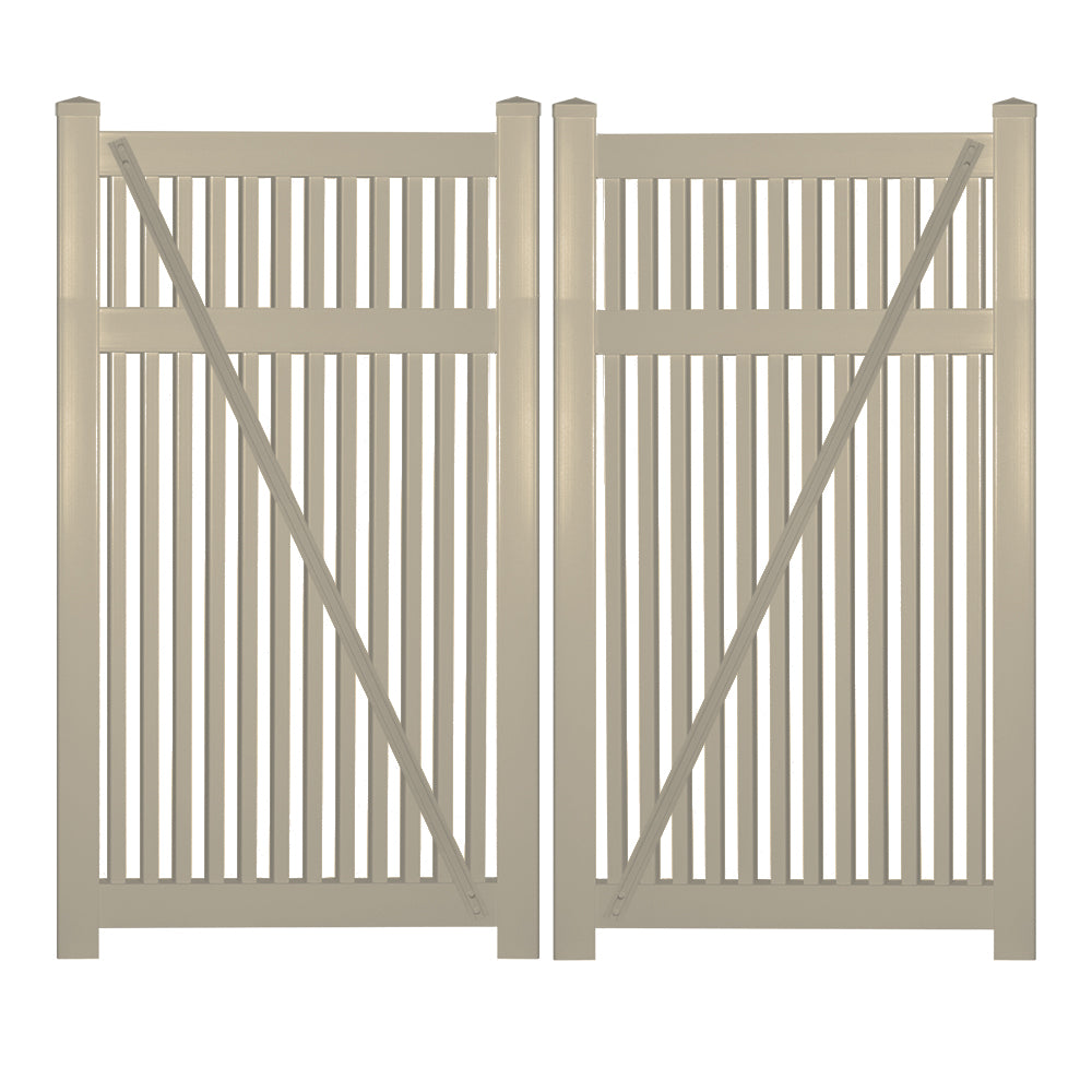 khaki vinyl pool fence double gate