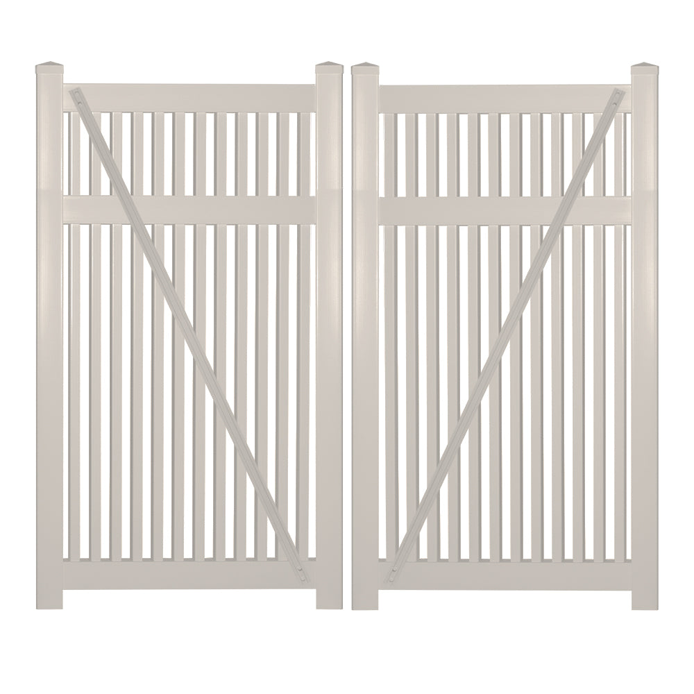 tan vinyl pool fence double gate